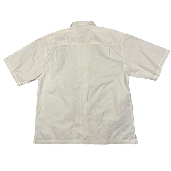 Linen Shirt Men's XXL Vintage Smokey Joes Embroidered Floral Design White Button - Picture 11 of 11